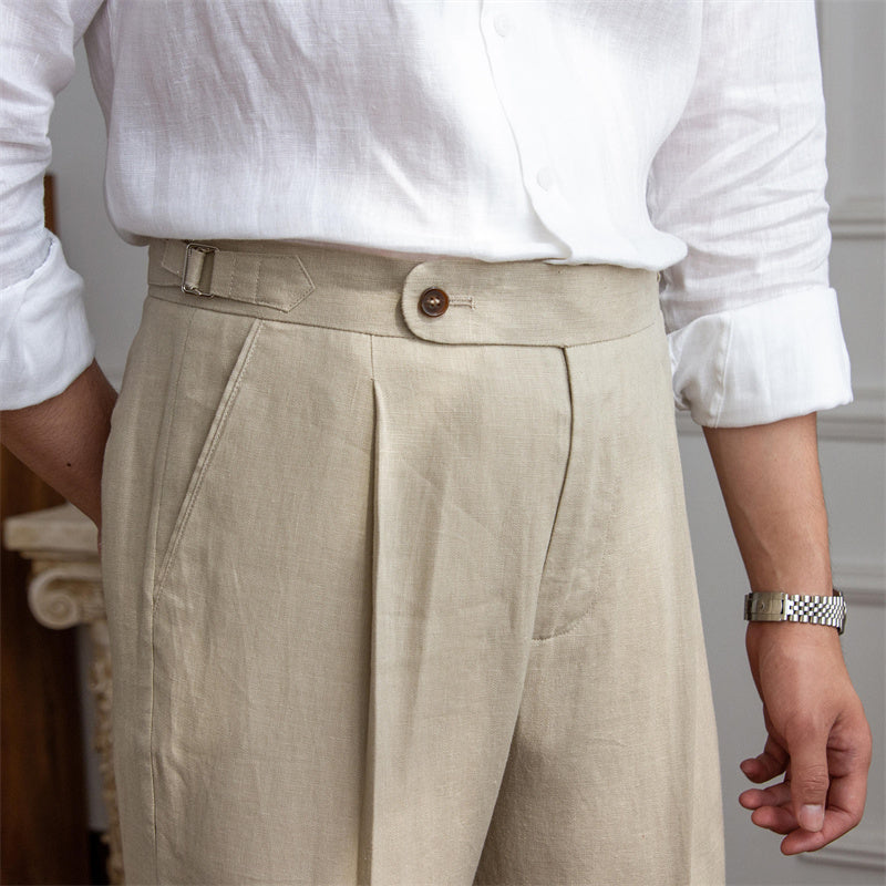 Capri™ | Leinenhose mit gerader Passform und Falten